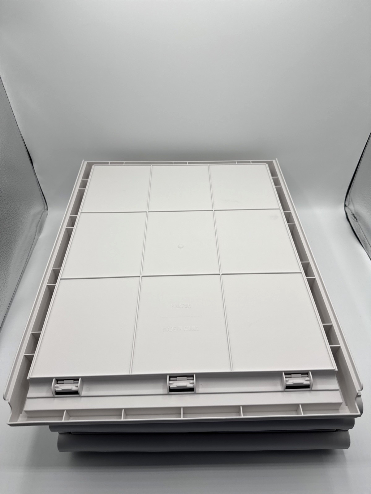 Stackable Plastic Storage Baskets, Foldable Closet Organizer Set of 4 White