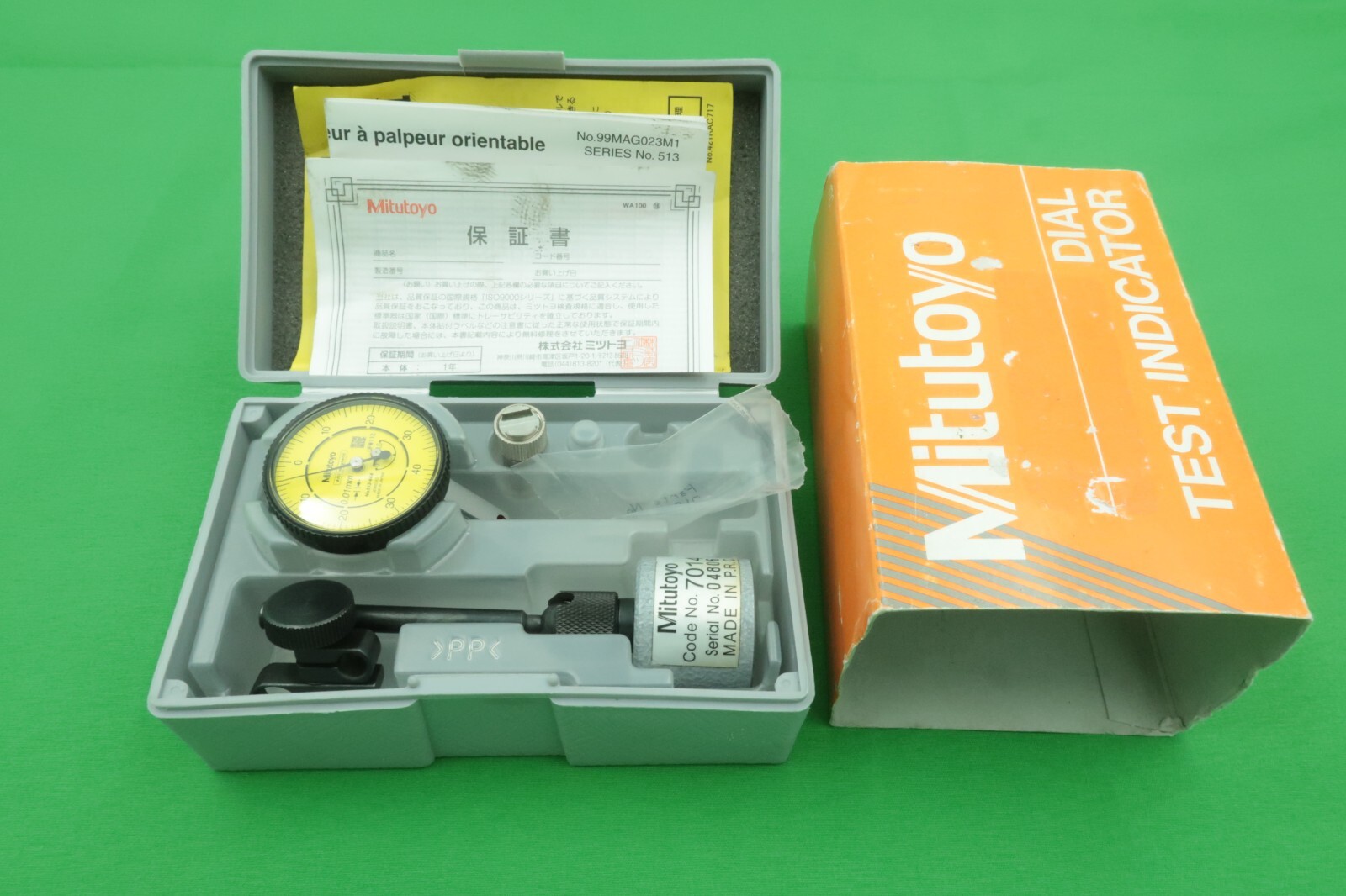 Mitutoyo 513-444E Truetest Dial Test Indicator .01mm with 7014 Magnetic Base