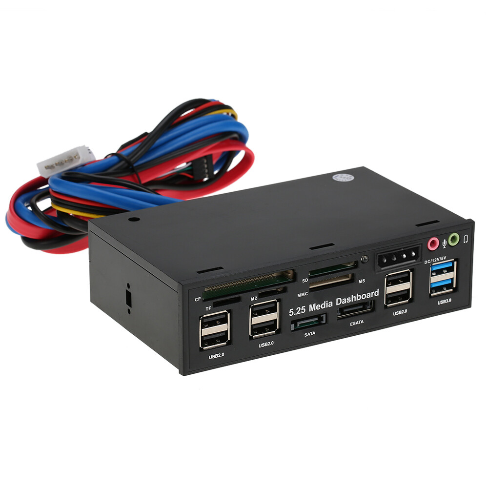5.25 inch Multi-Function USB 3.0 Hub Front Panel Media Dashboard eSATA O4J1