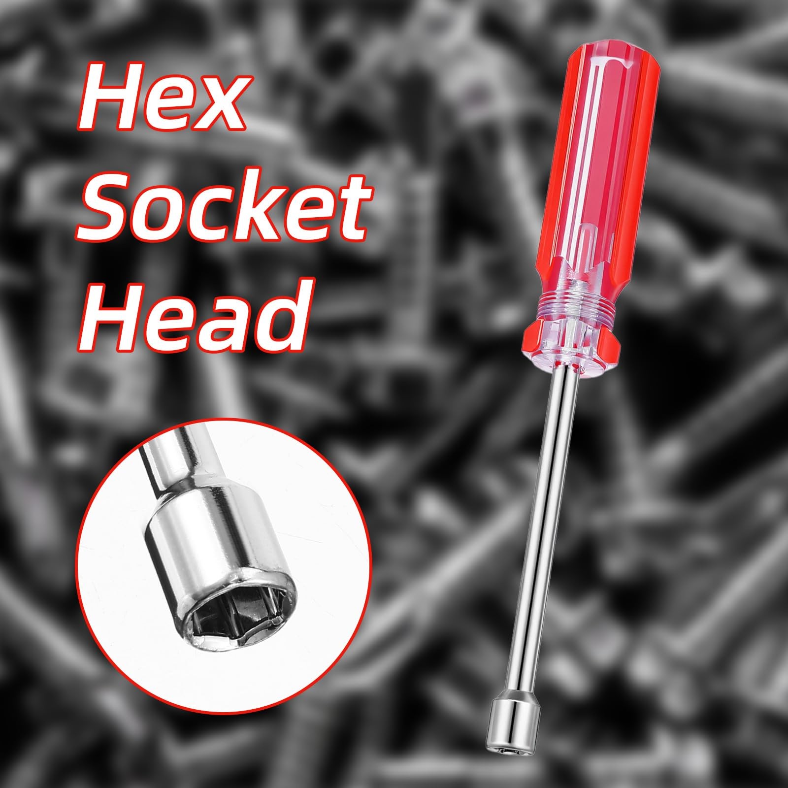 5/16 Inches Red Hex Socket Wrench Screwdriver