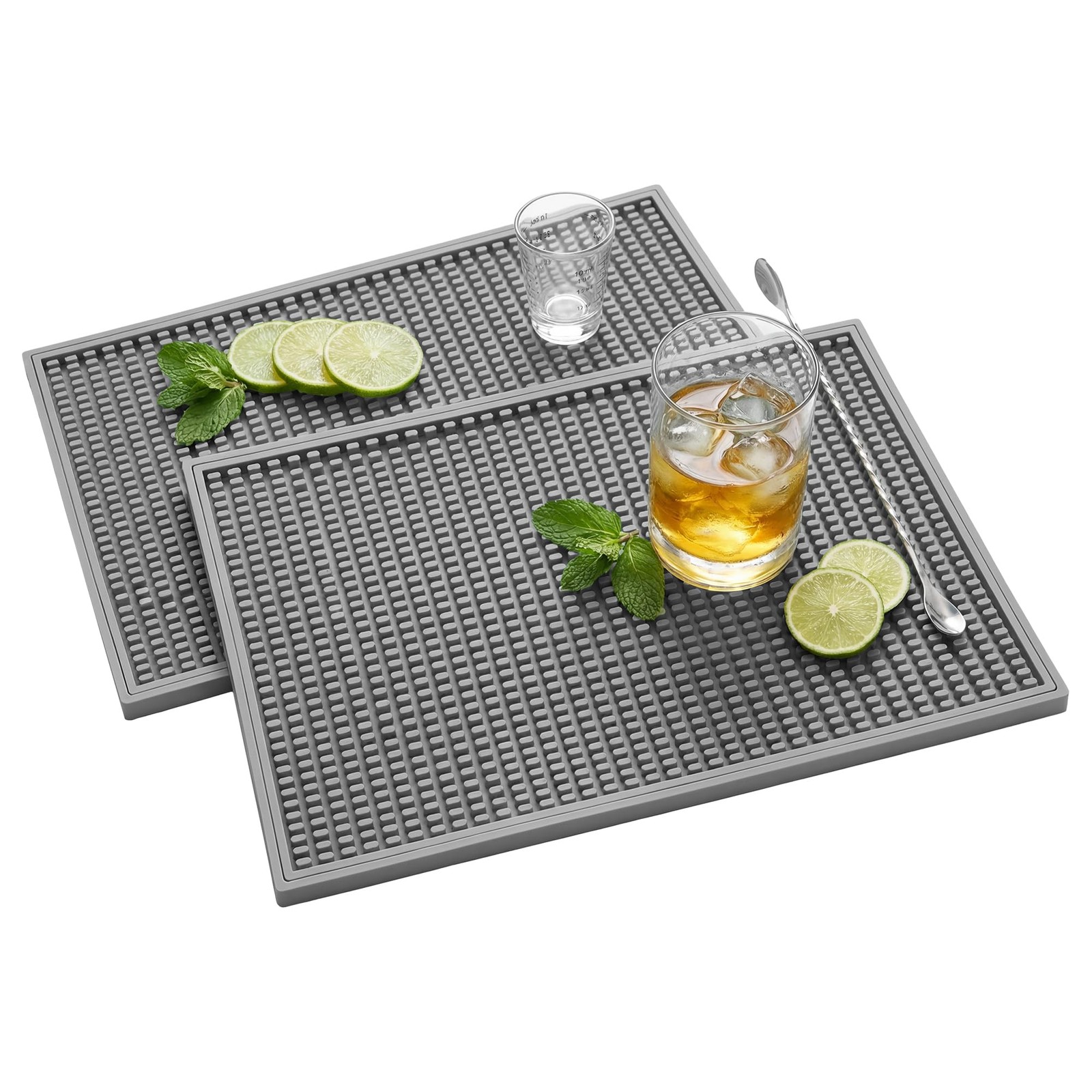 Bar Mat - 18"X12"(2 Pcs) Rubber Bar Mats for Countertop & Dish Drying, Non-Sl...