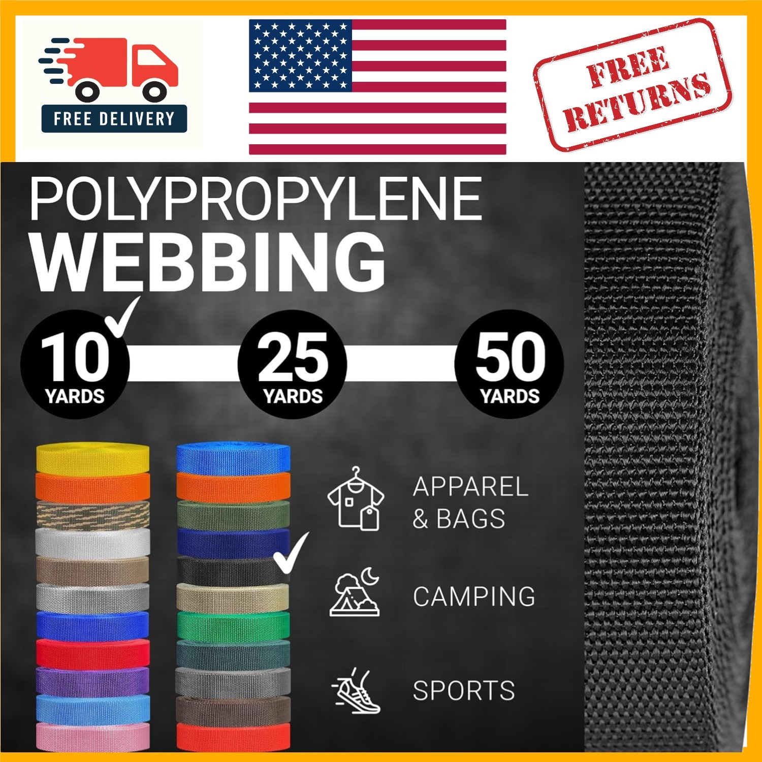 Durable Poly Strapping - 30 Feet Heavy Duty Webbing for Outdoor Gear Repair