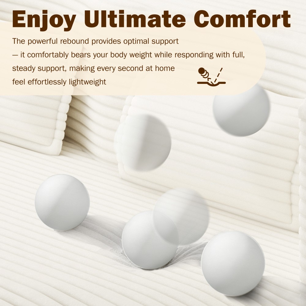 Twin Floor Sofa Bed w/Mattress, Corduroy Lounger & Pillows, Beige/White