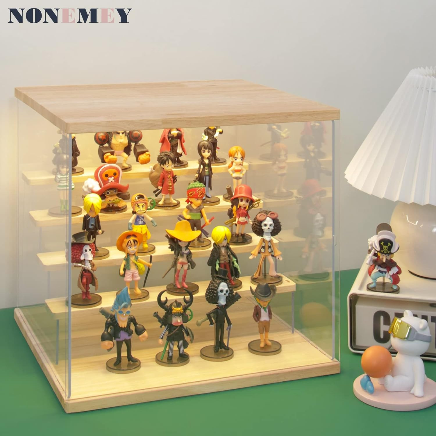 Clear Acrylic Display Case Stand with LED Light 2/3/4/5/6 Tier Storage Box Sh...