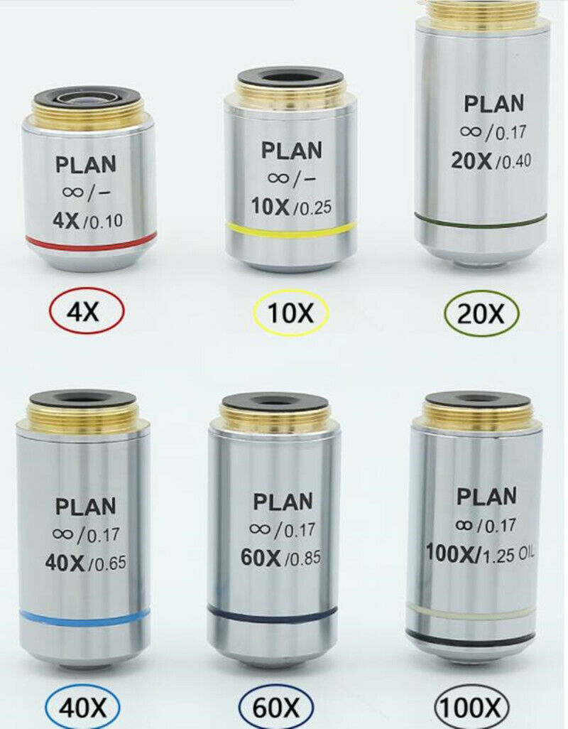 1PC 4X 10X 20X 40X 60X 100X Infinity Plan Objective Lens for Olympus Microscope