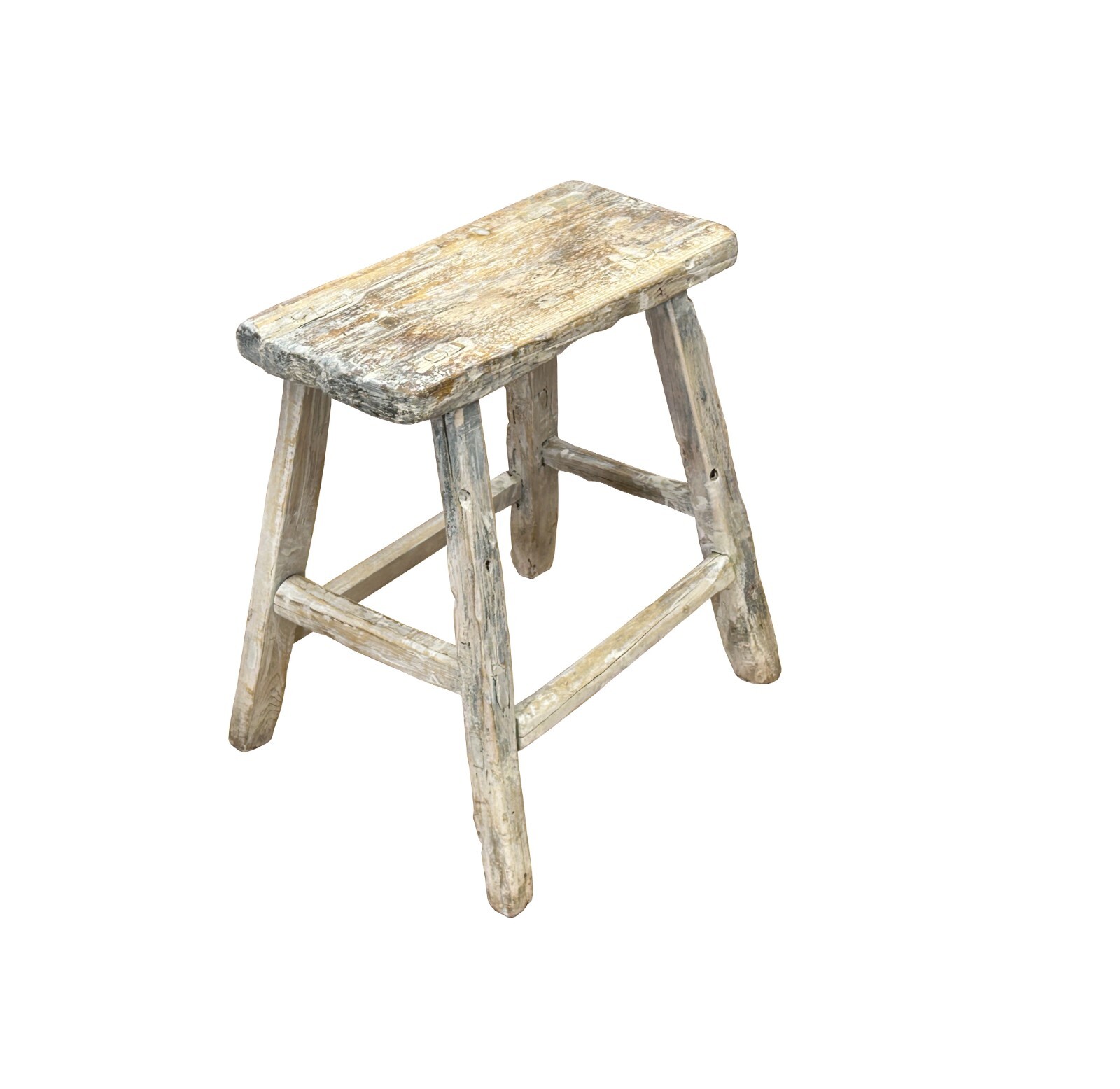 Rustic Raw Rough Wood Grain Rectangle Slim Stool Bench Side Table ws4613