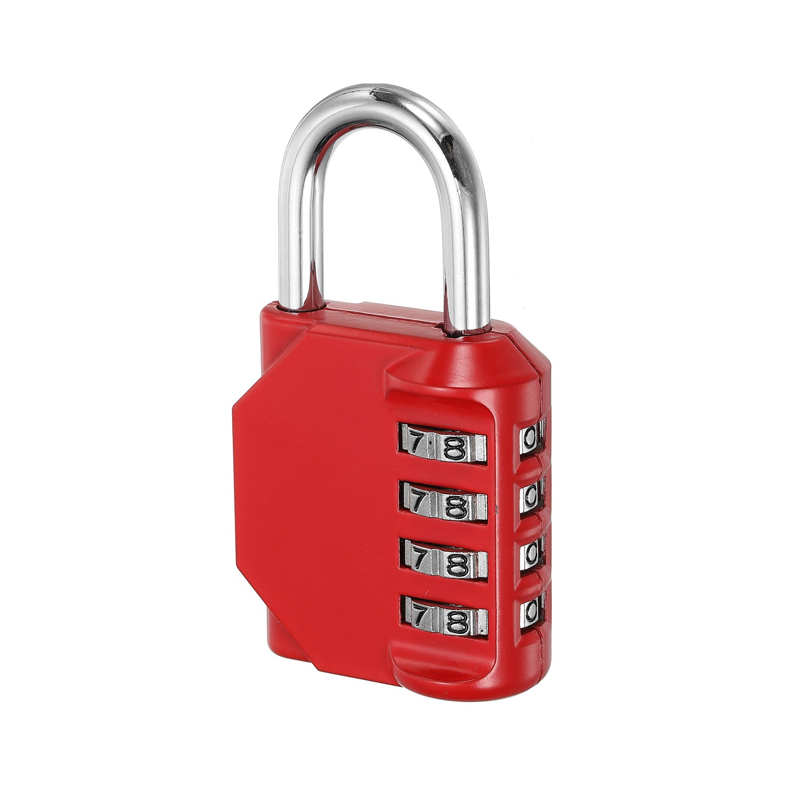 3" Long 4 Digit Combination Padlock, Zinc Alloy Resettable Lock, Red