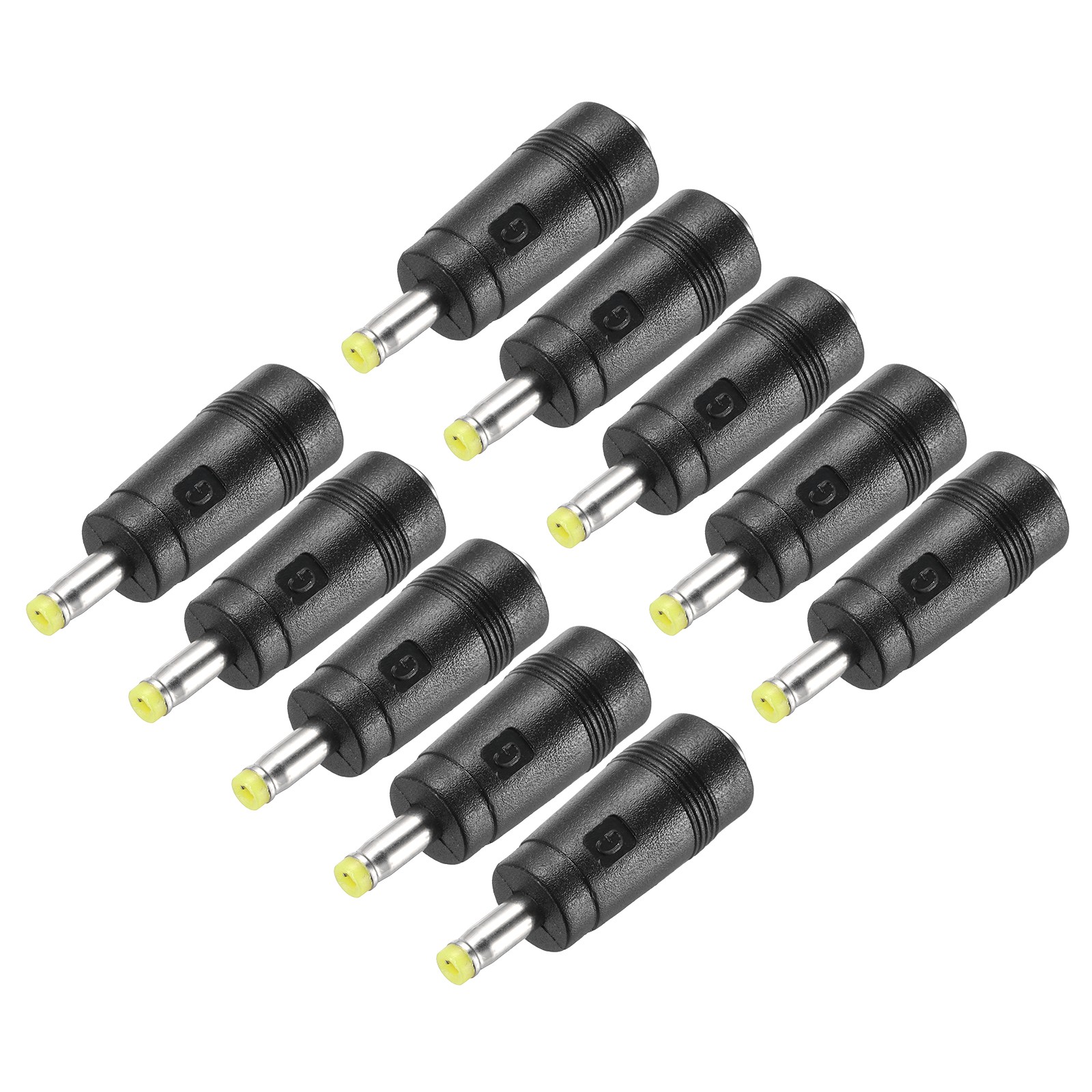 10pcs, DC Power Adapter Straight Female 5.5mm x 2.1mm to Male 4mm x 1.7mm Yellow