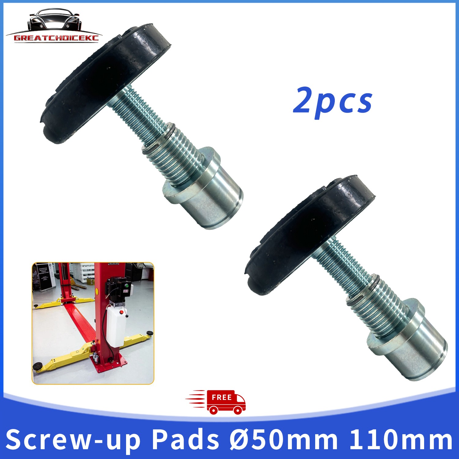 2PCS Rubber Pads for Auto Car Lift Telescopic Round Tray 2-Stage Screw-up Peg