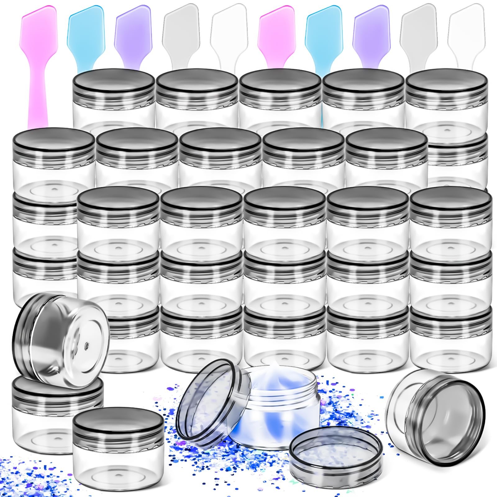 45 Pack 15g Plastic Jars with Lids, 15ml Round Clear Cosmetic Containers Make