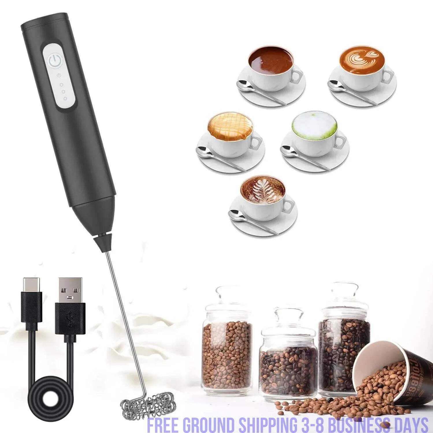 FrothMaster Min USB Rechargeable Coffee Whisker 3 Speeds Foam Maker Coffee Ships