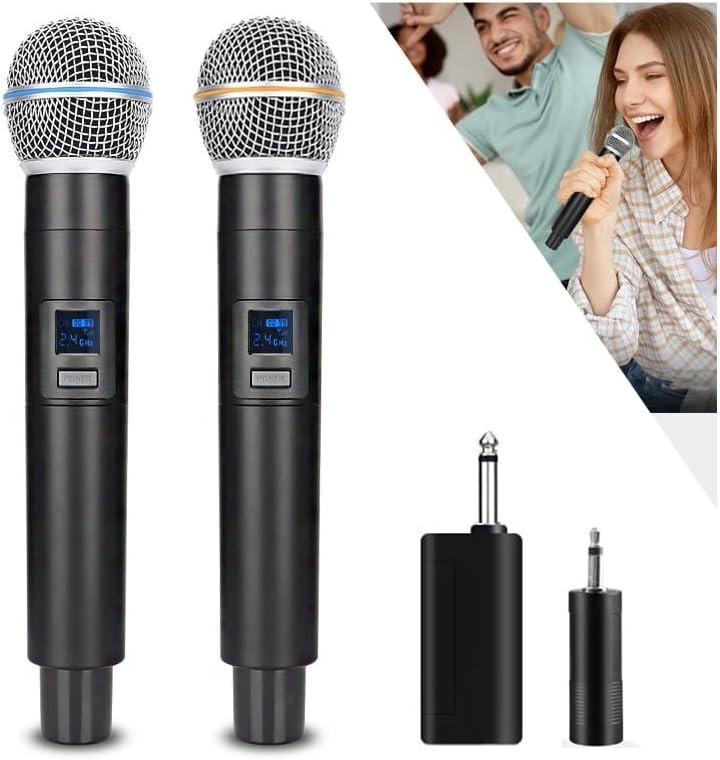 Rechargeable 2.4G Wireless Microphone System with Noise Reduction & Receiver