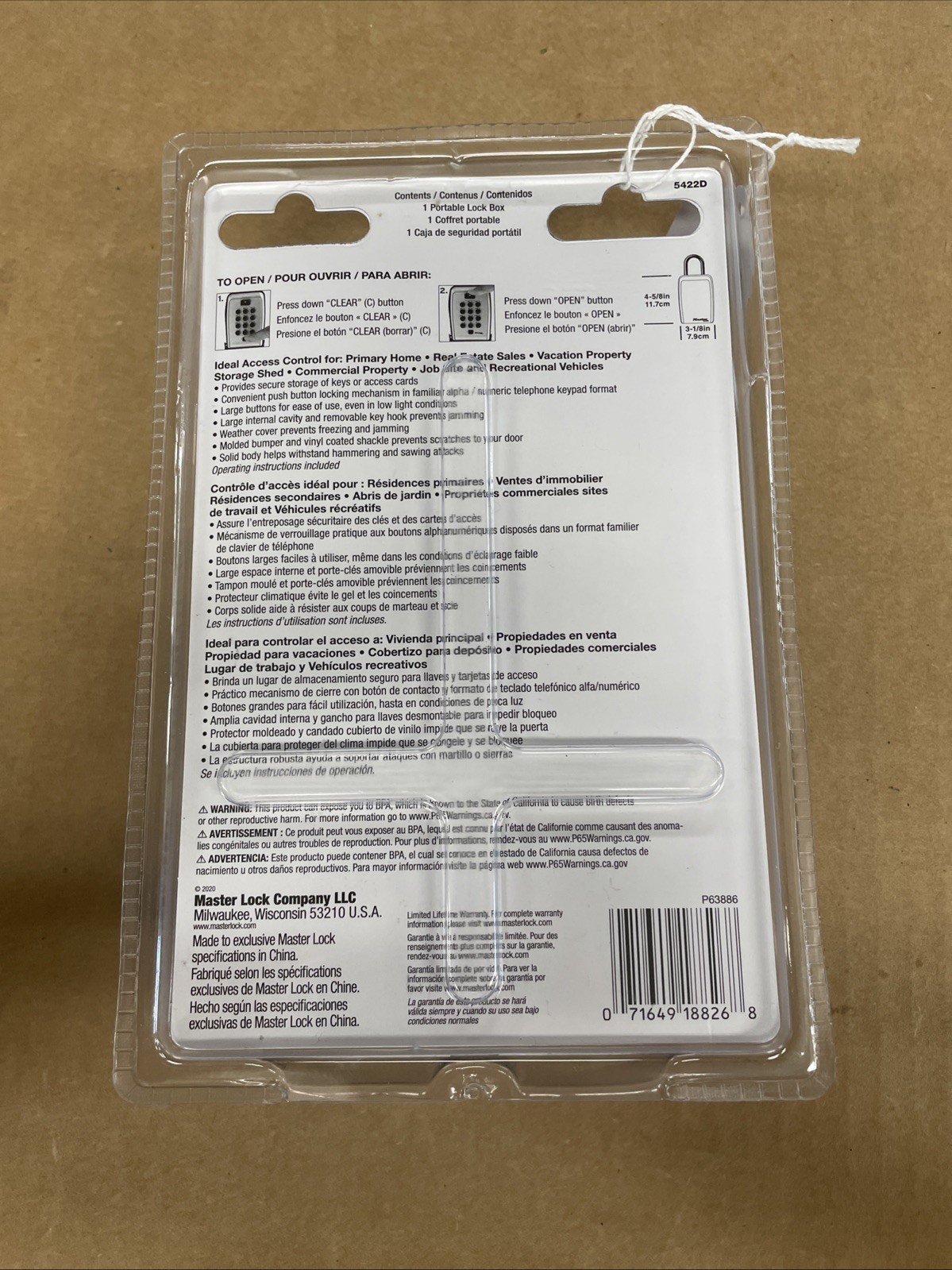 Master Lock Portable Push Button Lock Box: Key & Access Card Storage! #5422D