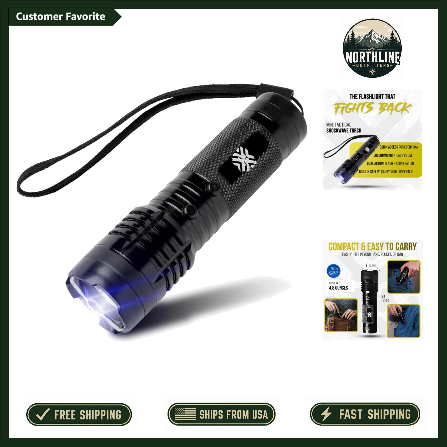 Rechargeable Shockwave Mini: 15,000 Volt Flashlight Stun Gun for Personal Safety