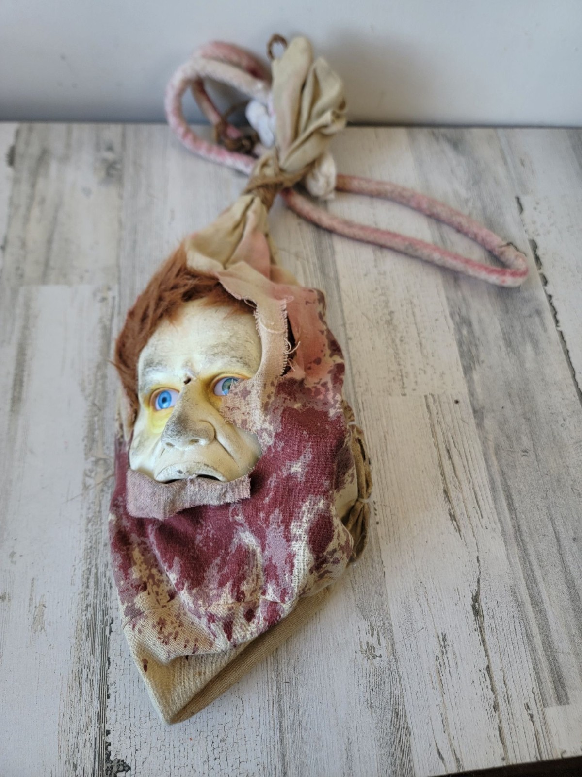 Gemmy AS IS head bloody bag Hanging Halloween home prop