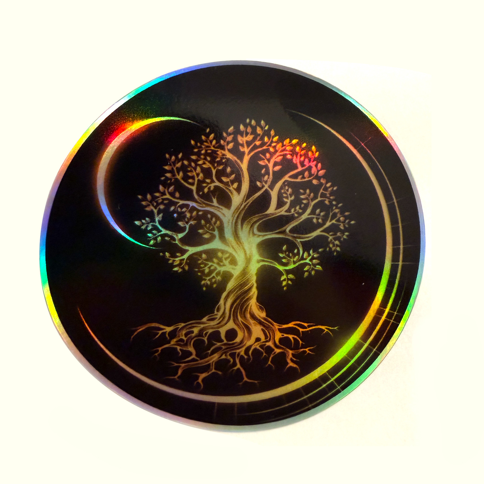 Tree of Life Vinyl Sticker 3x3 Gold Sacred Geometry Spiritual Yoga Nature Decal