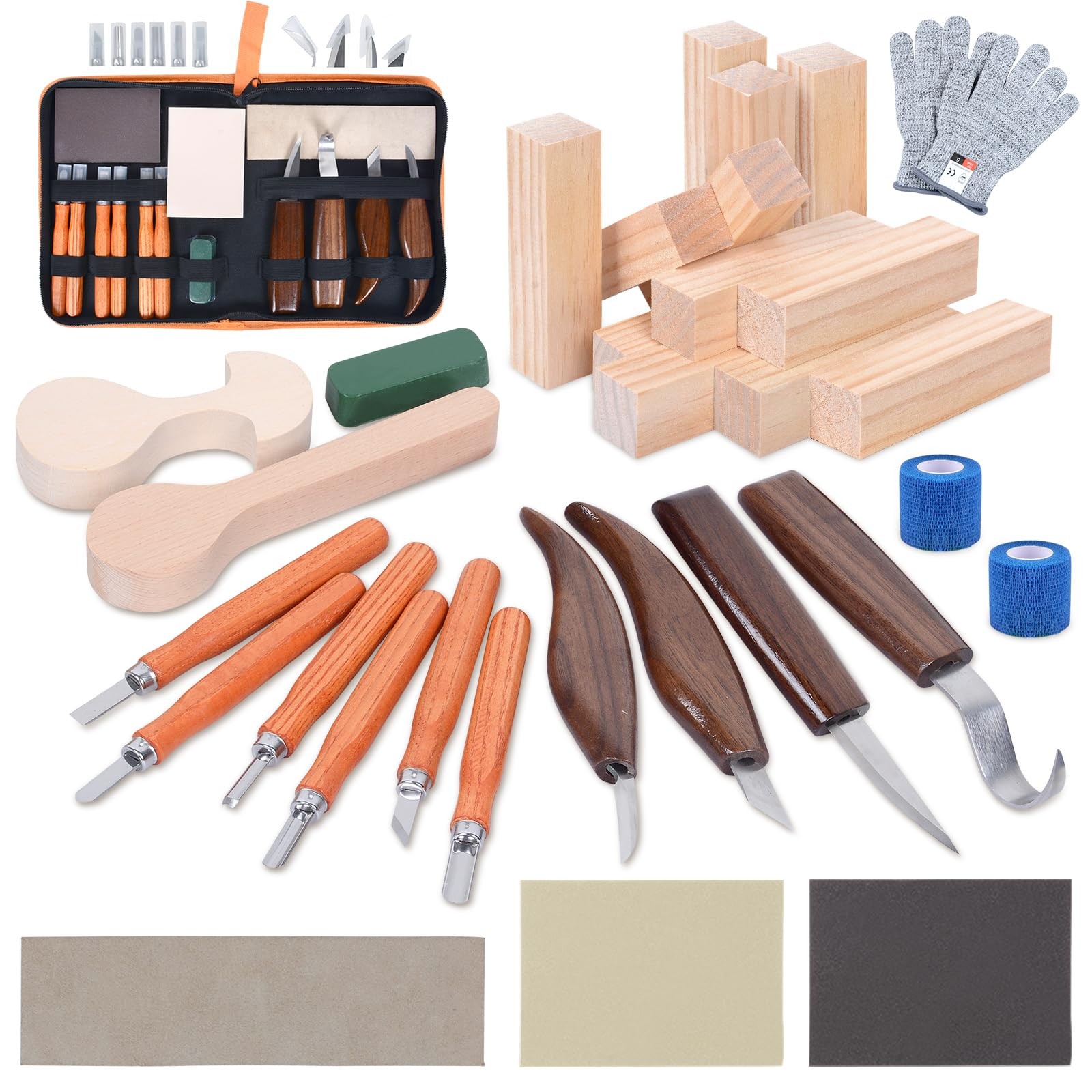 42pcs Wood Carving Tools Kit, Wood Whittling Knife Set for Beginners, Wood Ca...