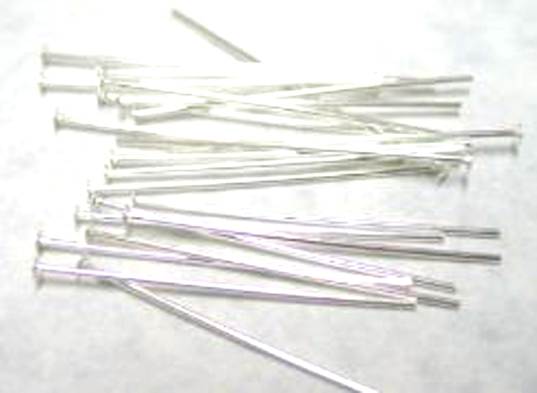 100 Silver Plated Head Pins 21 Gauge 1 Inch Long
