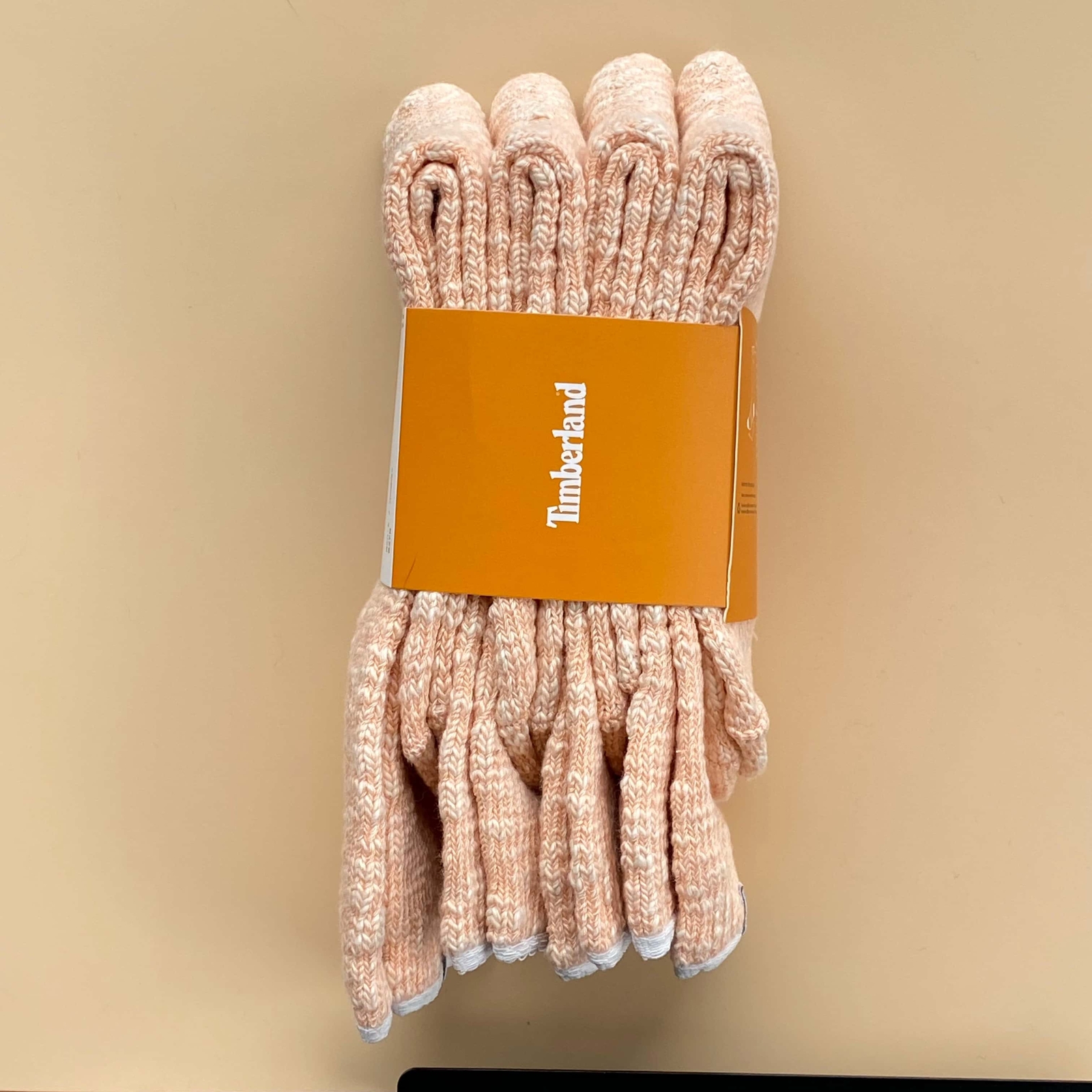 Timberland Men's Wool Cushioned Boot Socks - 4 Pairs, Thermal, Peach Marl (OSFM)