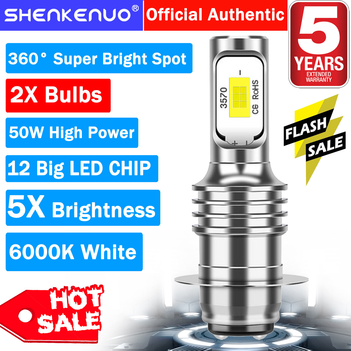 Front Headlight For Yamaha YFZ450 2004 2005 2006 2007 2008 2009 LED Bulbs 2X YTB
