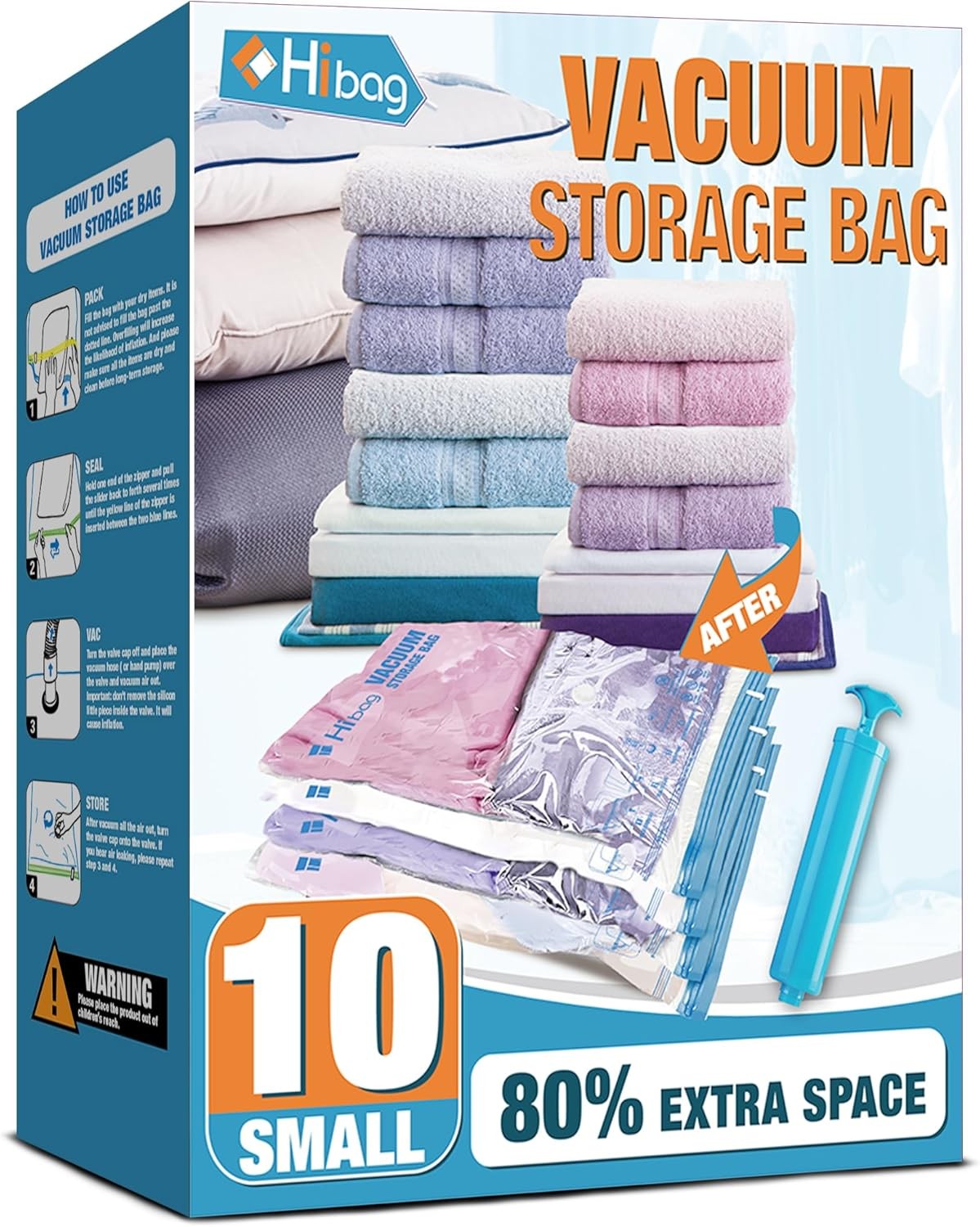 Vacuum Storage Bags, 10 Small Space Saver Vacuum Seal Bags, Space Bags