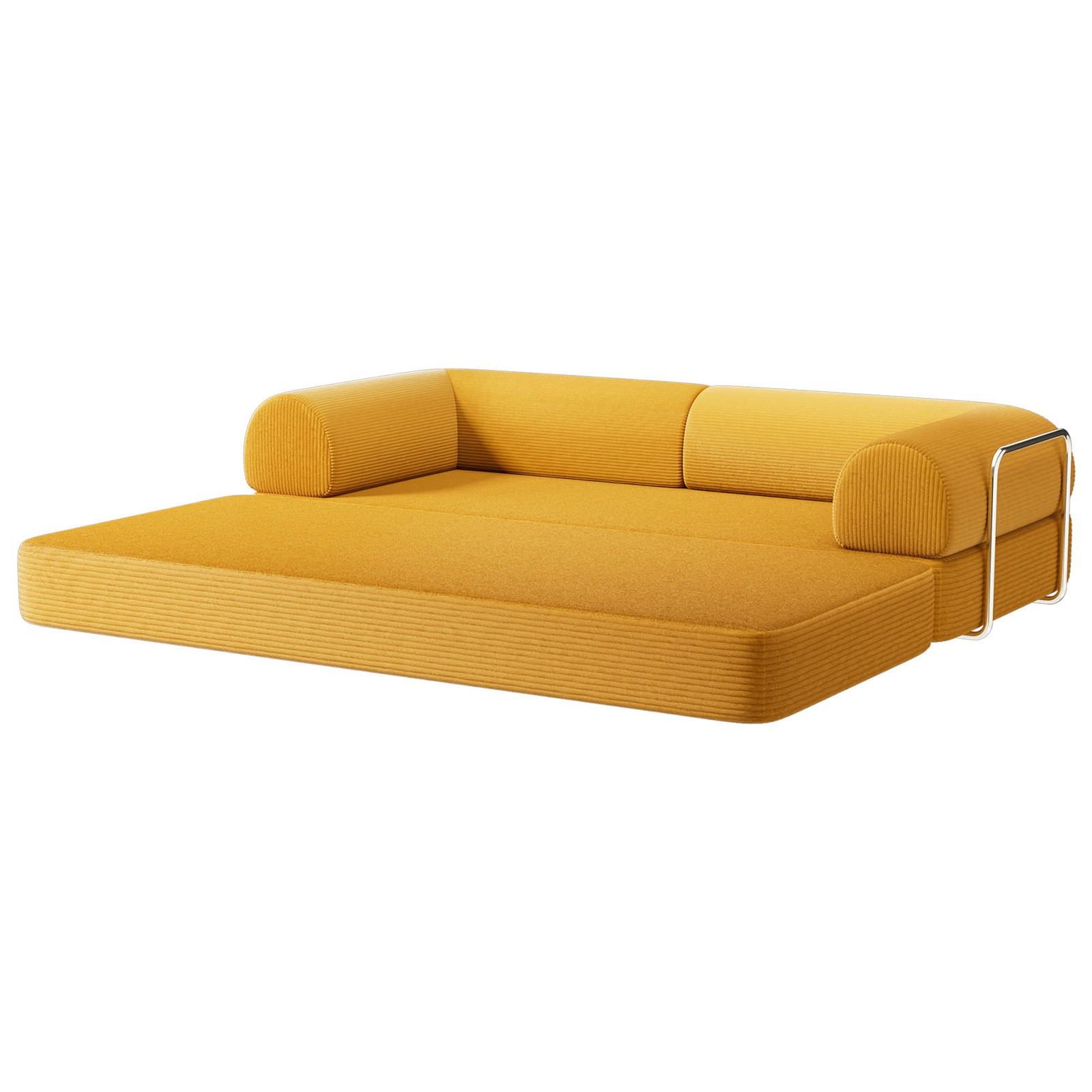 Compressed Foam Sofa Corduroy Ginger 79" Contemporary Sleeper Couch