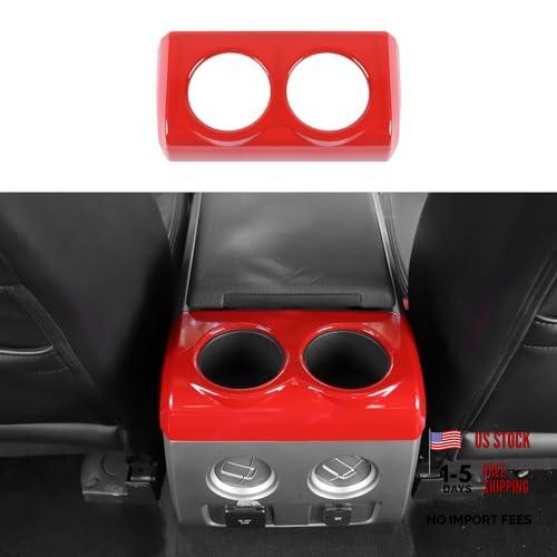 Jimen Compatible with Ford F150 2009-2014, Rear Seat Armrest Cup Holder Red