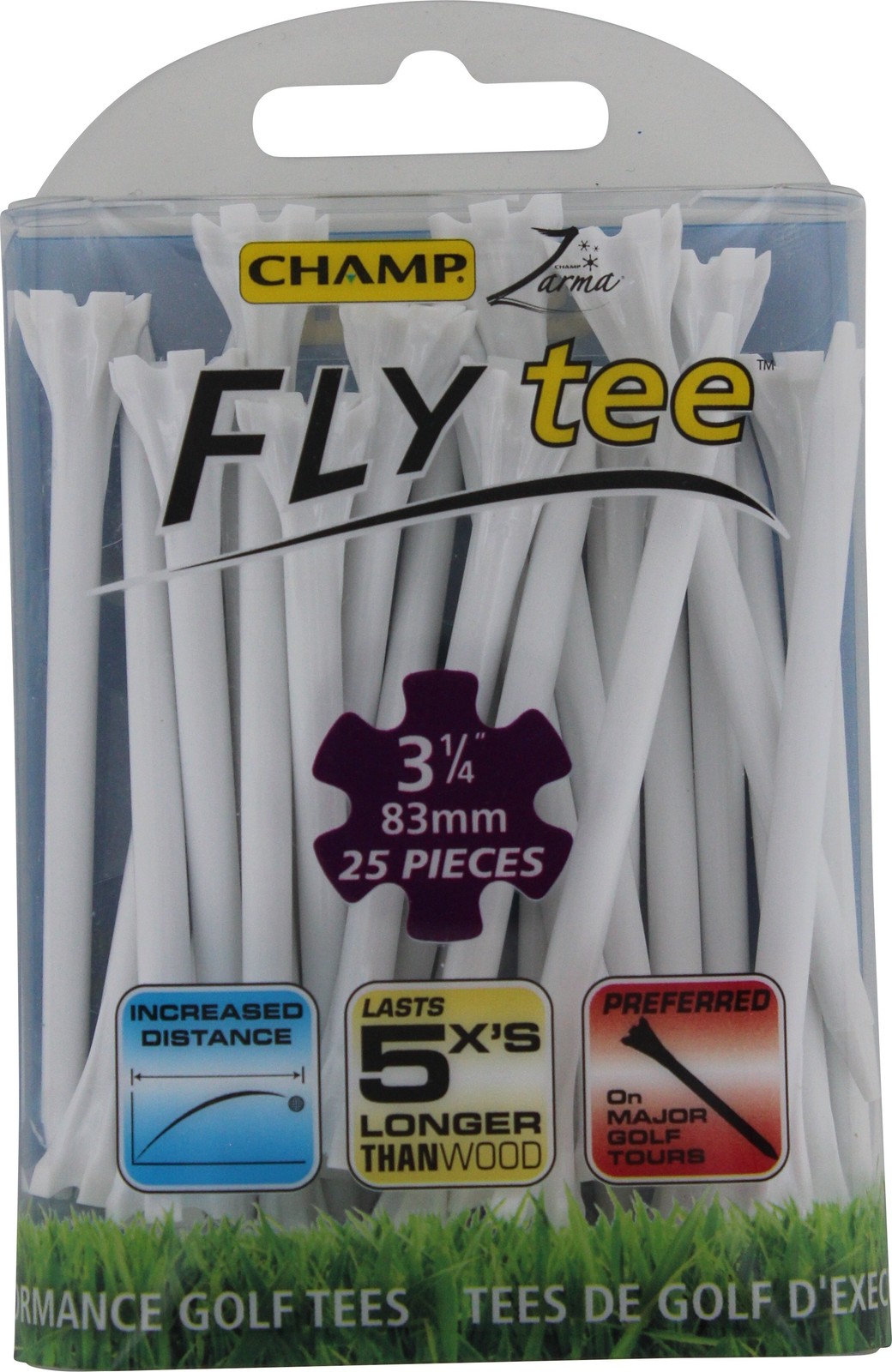 Champ Golf 3 1/4 Zarma Fly Tee White Golf Tees New