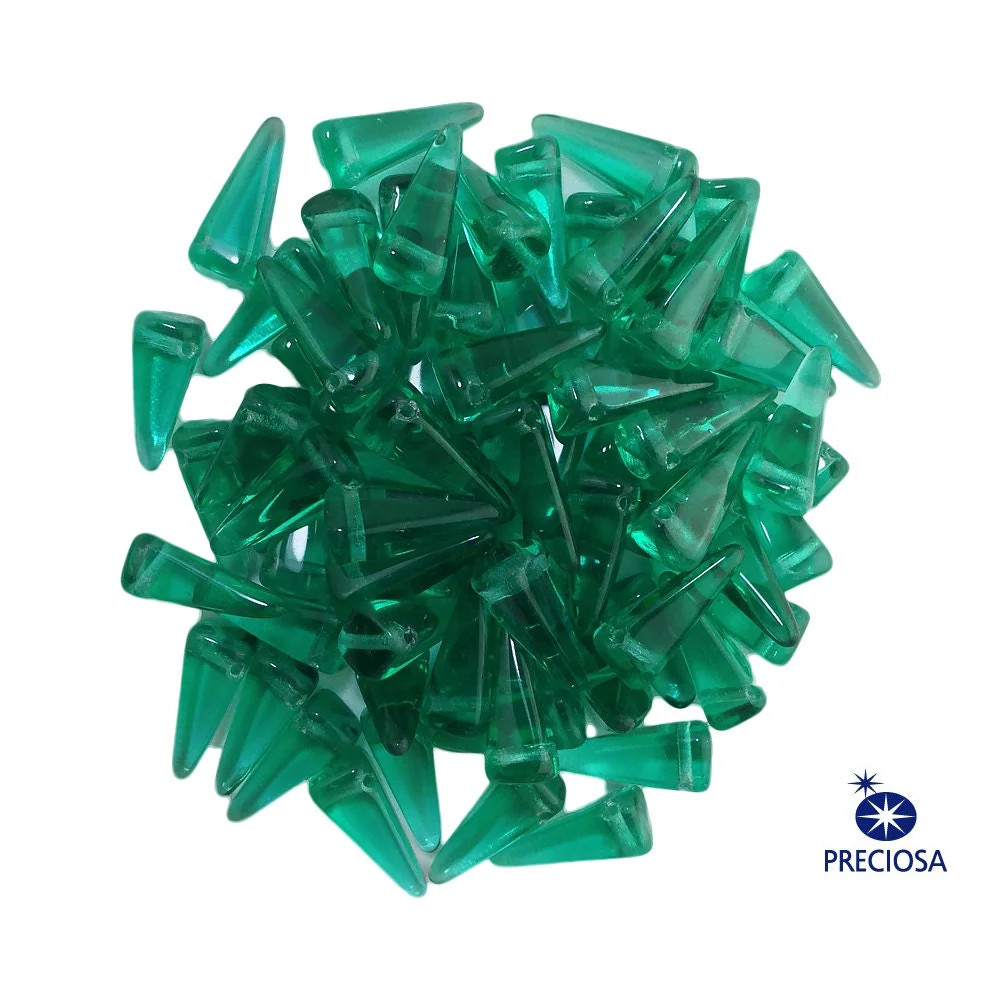 13x6mm Emerald Preciosa Czech Villa Glass Beads (12)