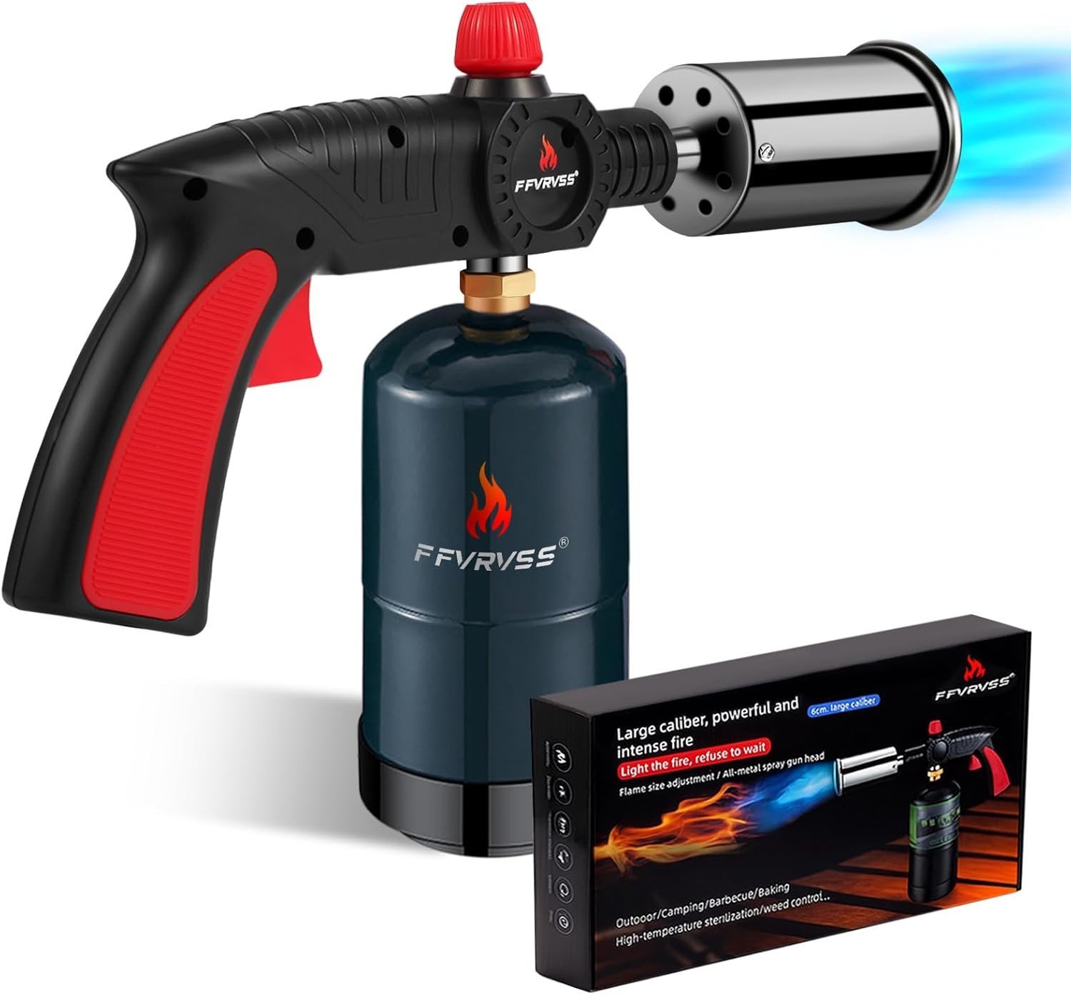 Powerful Propane Torch Gun with Adjustable Flame, Kitchen Blow Torch for Cooking