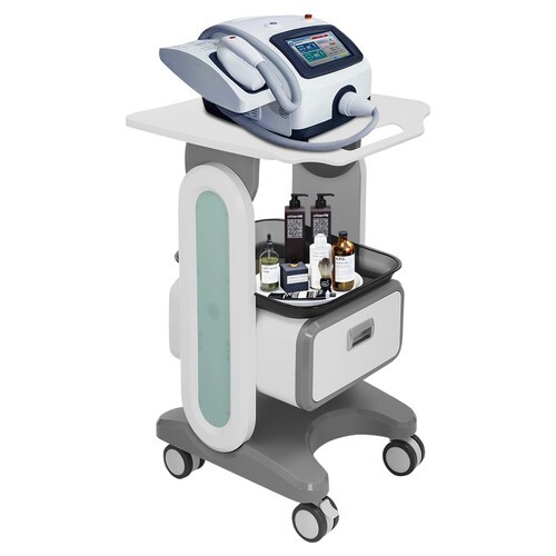 3 Tiers Lab Carts Mobile Medical Cart with 1 Drawer & 2 Tray Lab Serving Cart