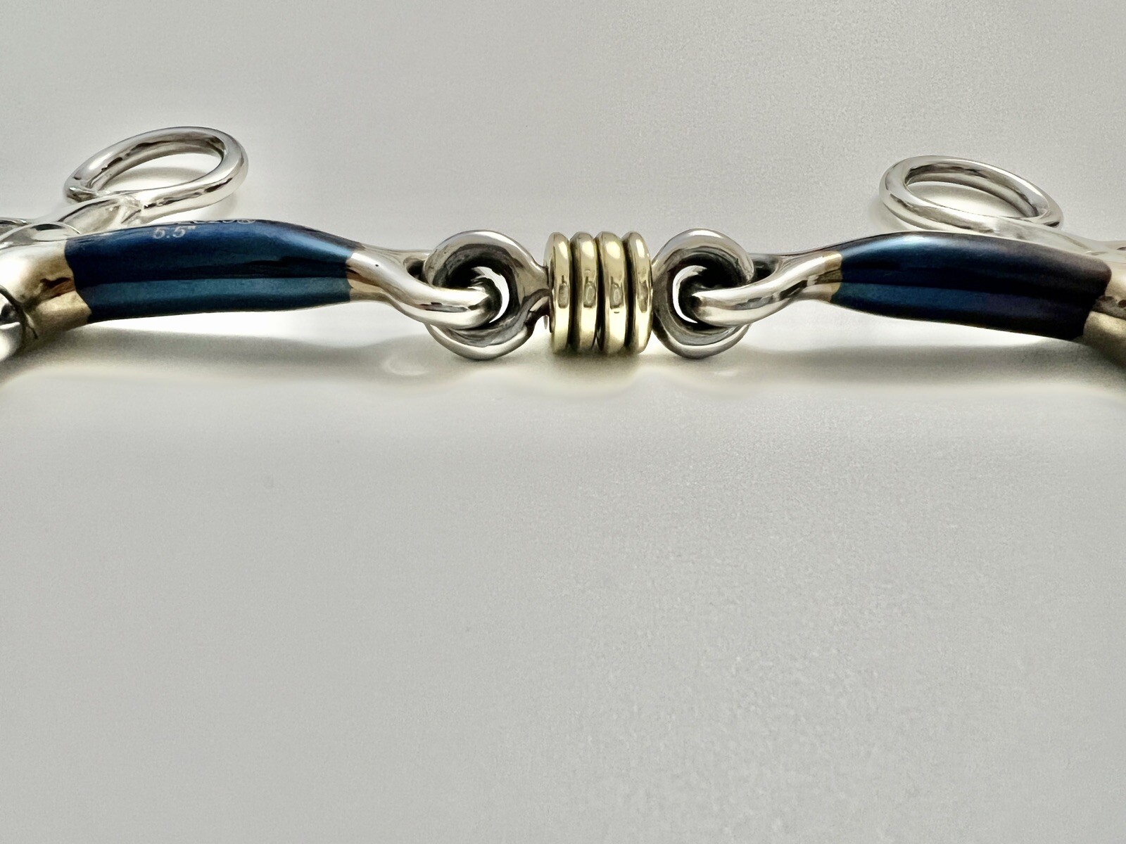 Hanging Cheek Snaffle Blue Sweet Iron / Brass Roller links *SAME DAY DISPATCH*