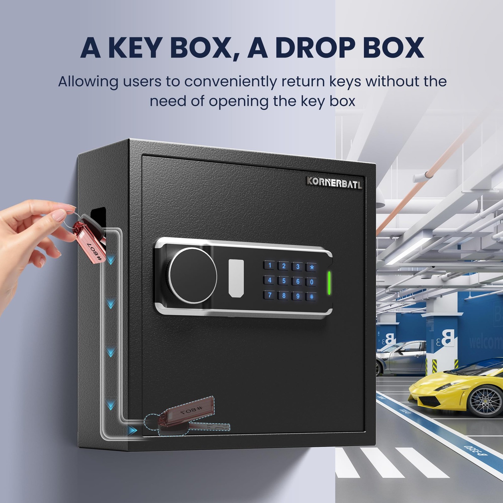 Heavy Duty 64 Keys Electronic Key Lock Box Wall Mount with Code, Key Cabinet ...