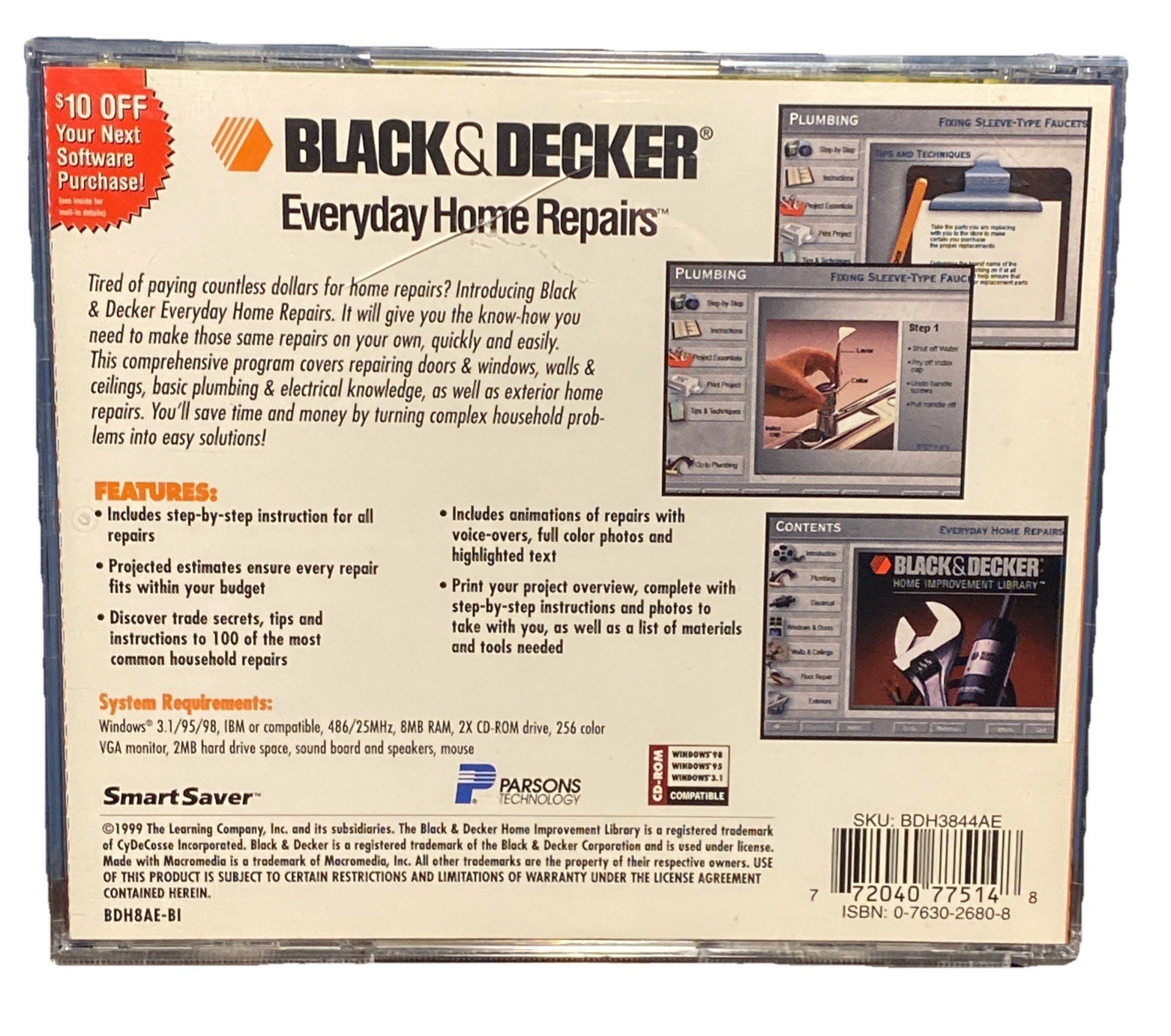 VINTAGE Black & Decker Everyday Home Repairs PC CD Rom 90s Educational Software