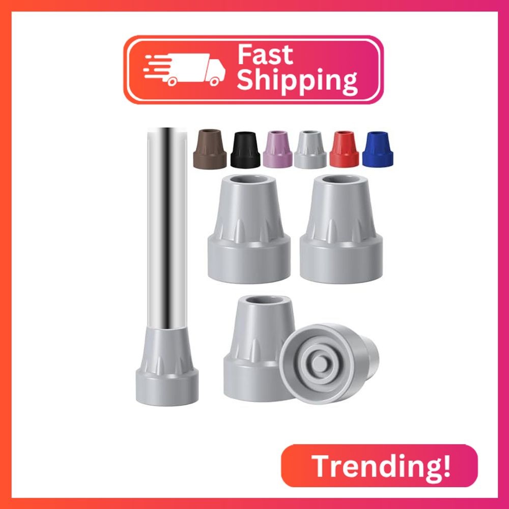 4 Pack Replacement Rubber Cane Tips 3/4 Inch Heavy Duty Rubber Crutch Tips Non S