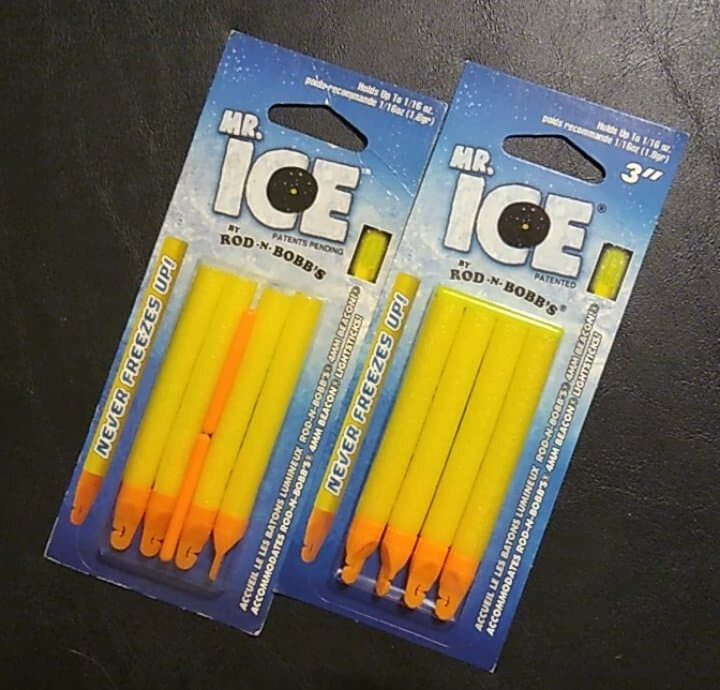Mr Ice 3" Yellow Orange Bobber Slip Never Freeze Up Sensitive Glow - 2 packs