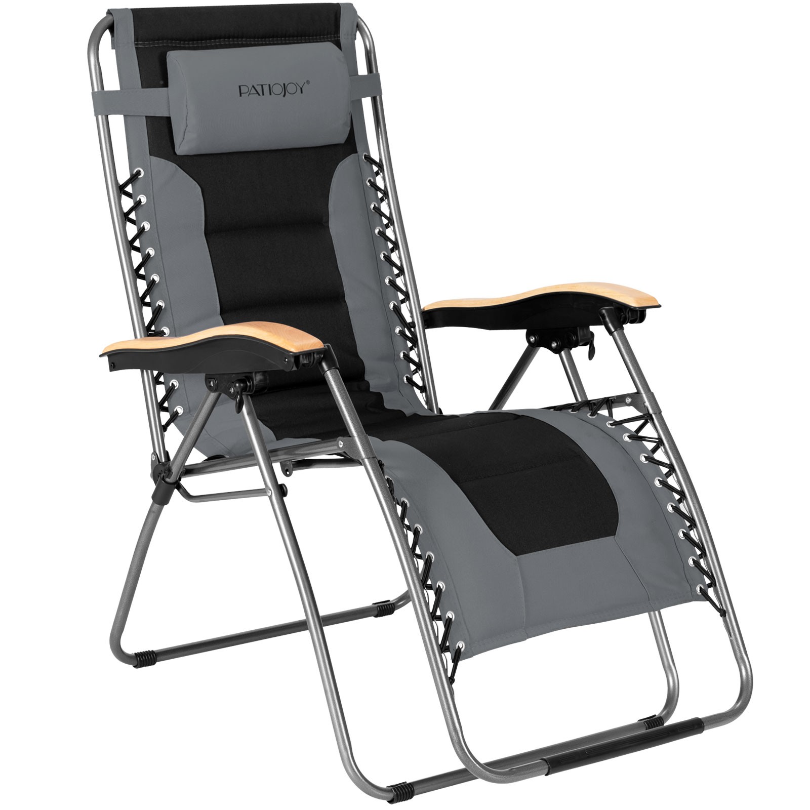 Giantex Padded Zero Gravity Lounge Chair Oversize Folding Adjustable Grey