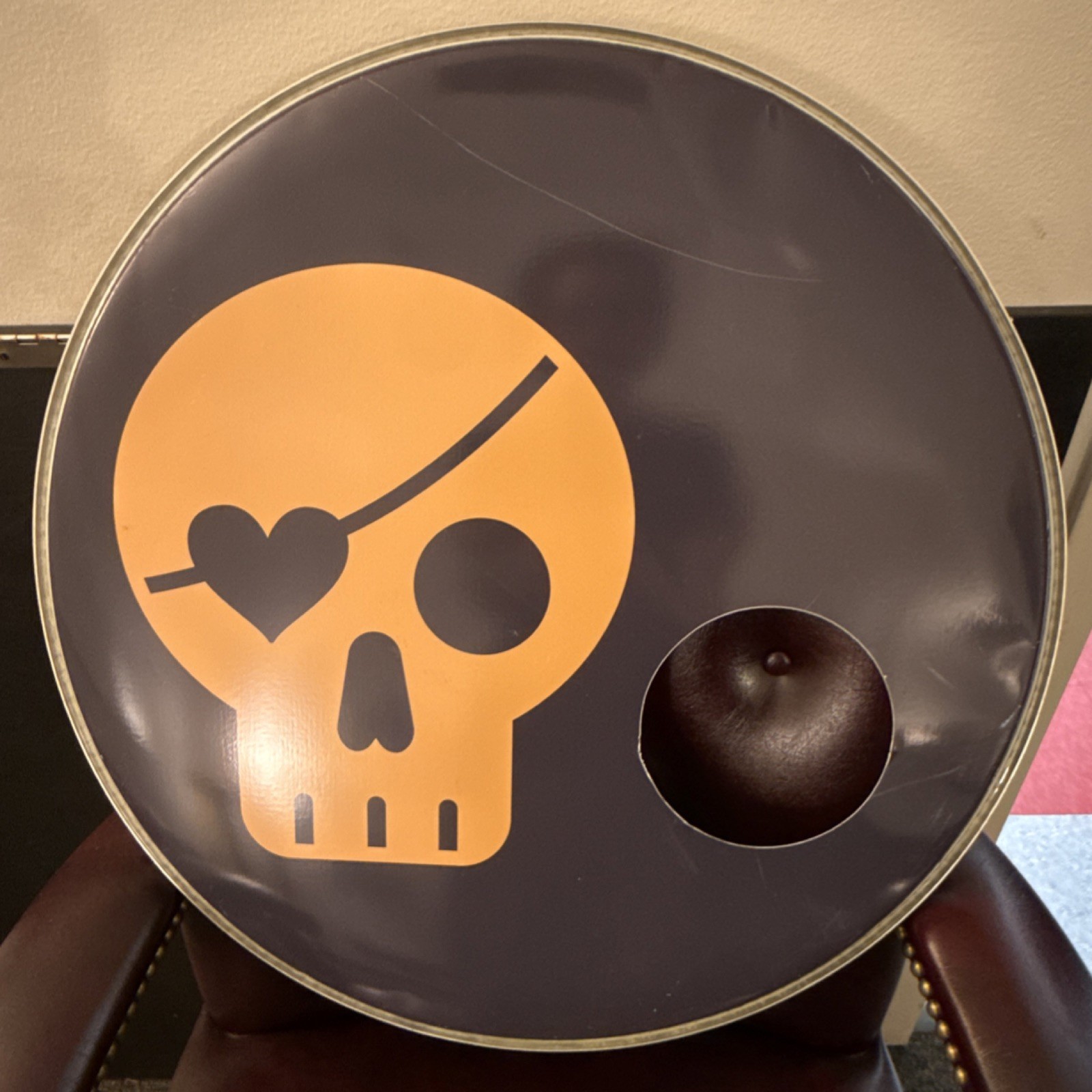 Skull Graphic Batter Drum Head Black/Orange Front White Back