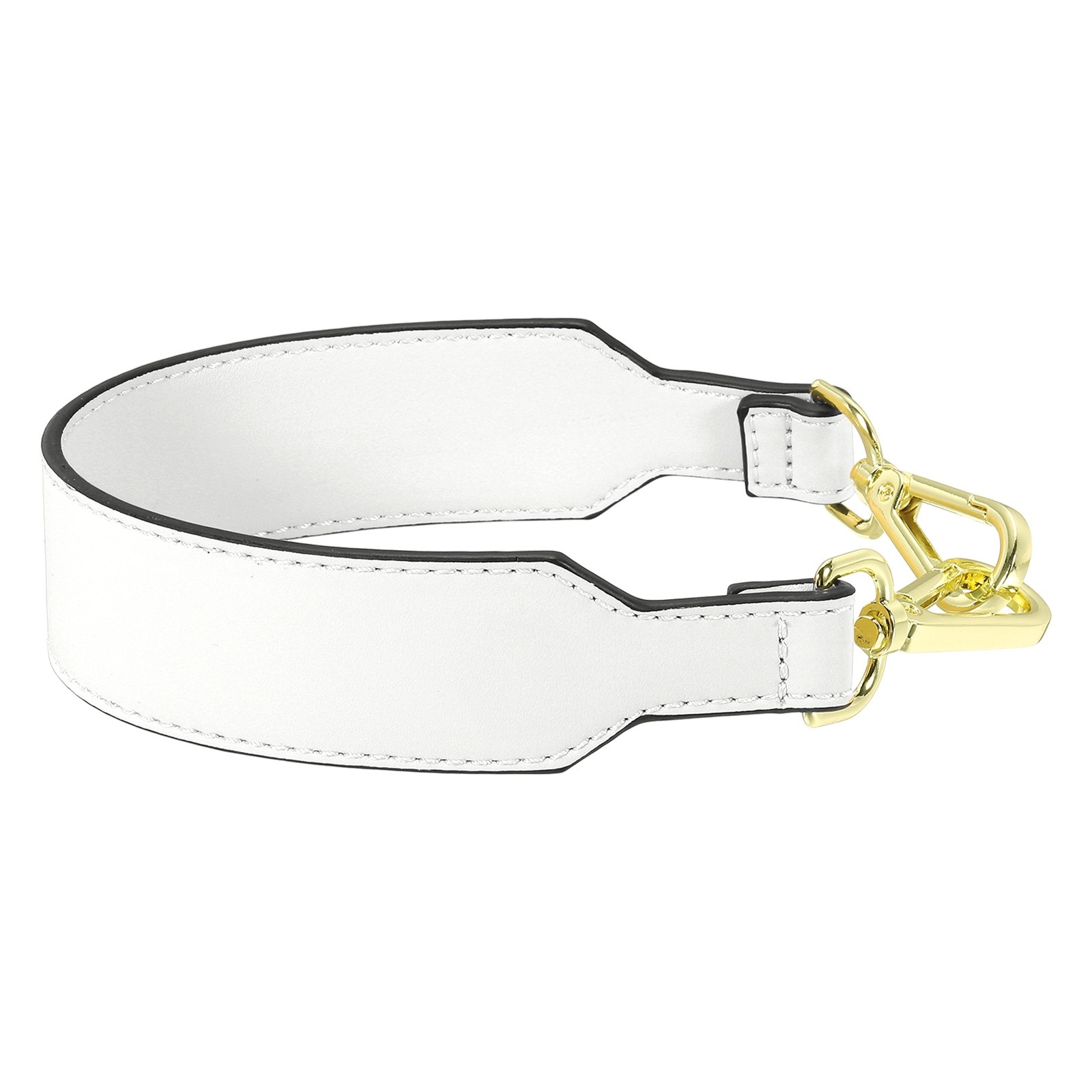 16 Inch Leather Purse Strap, Plain Pattern with Light Gold Buckle, White