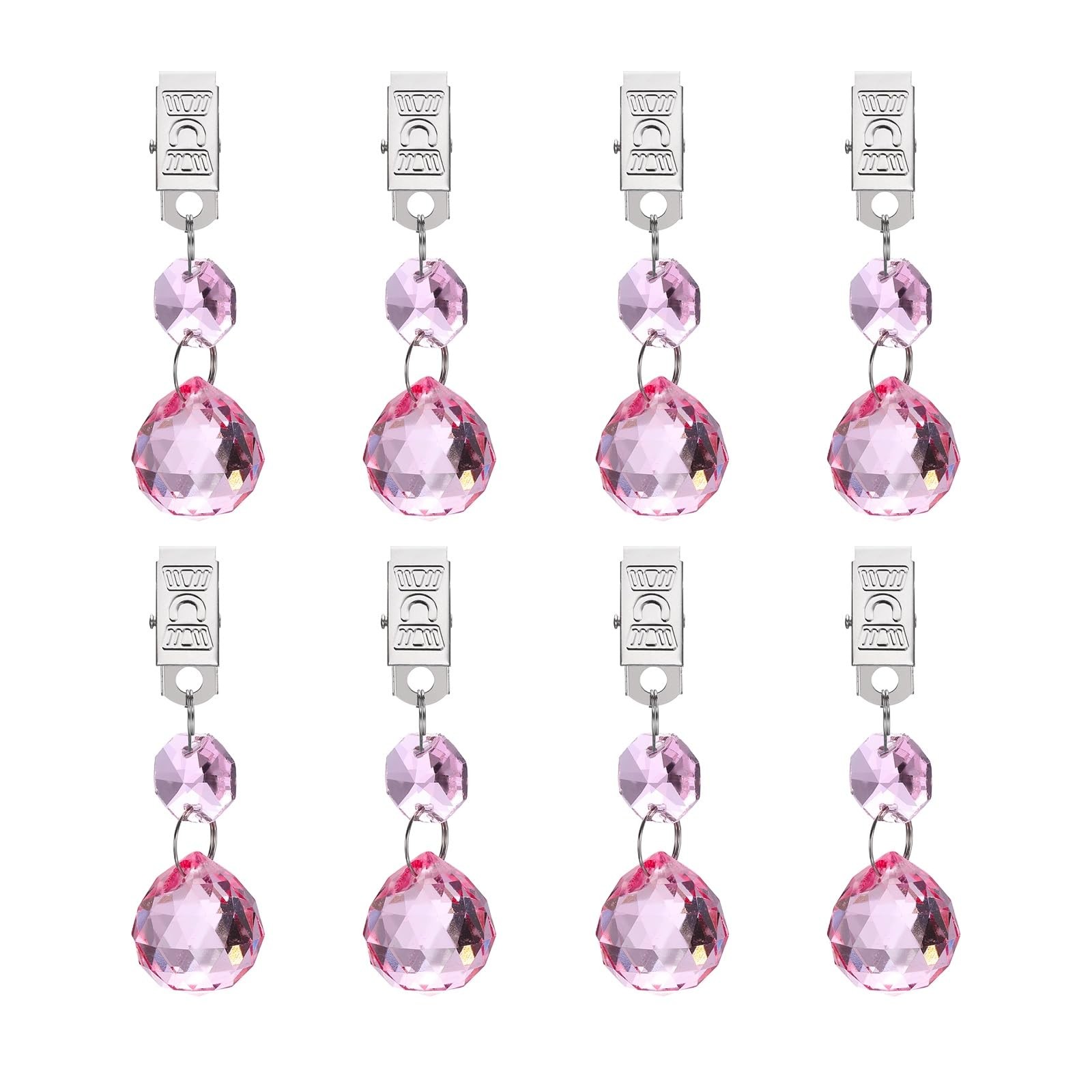 uxcell 8Pcs Tablecloth Weights, Crystal Table Cover Weights with 20mm, Pink