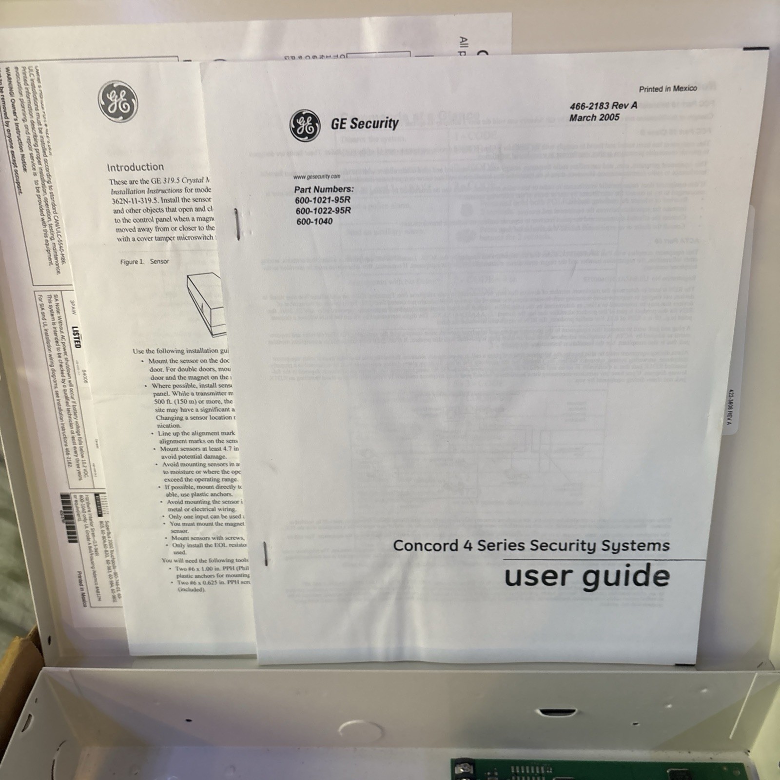 GE Concord 4 Security Panel 80-860-4 Wireless Crystal Package Missing Touchpad