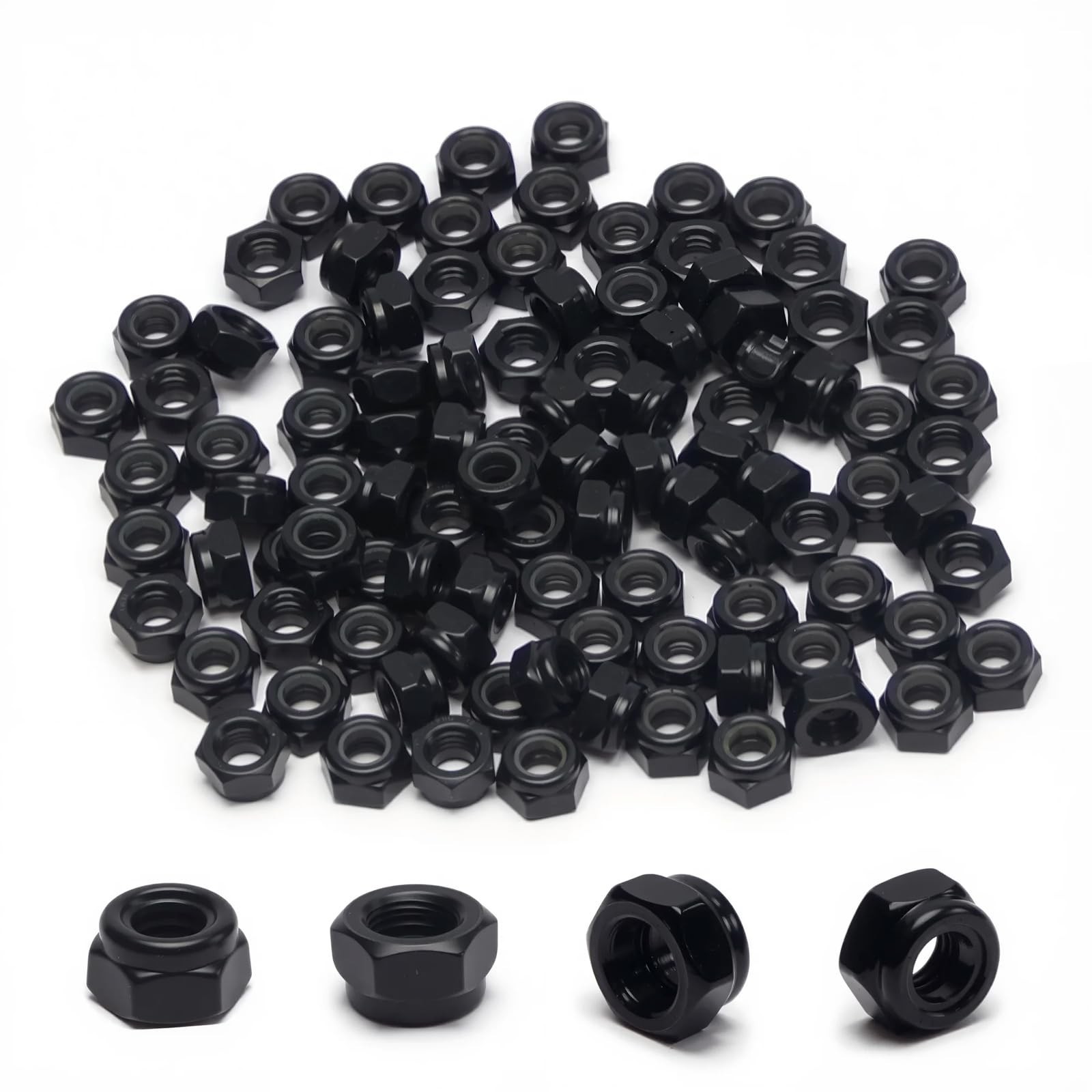 100Pcs M5 x 0.8mm Carbon Steel Hex Lock Nuts, Nylon Insert Self-Locking Nut |...