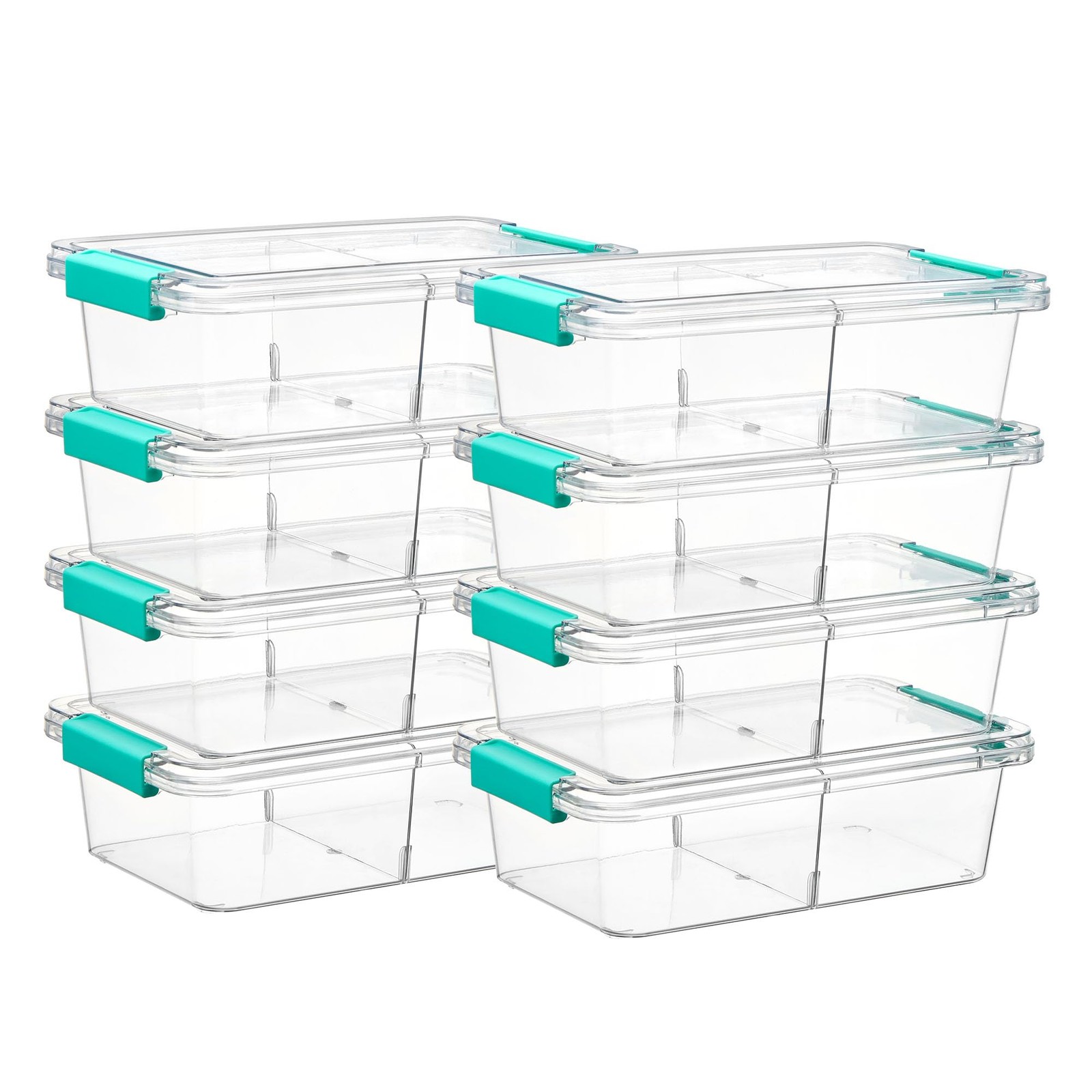8 Pack 1.5Qt Clear Pencil with Removable Divider, Plastic Pencil Case Crayon ...