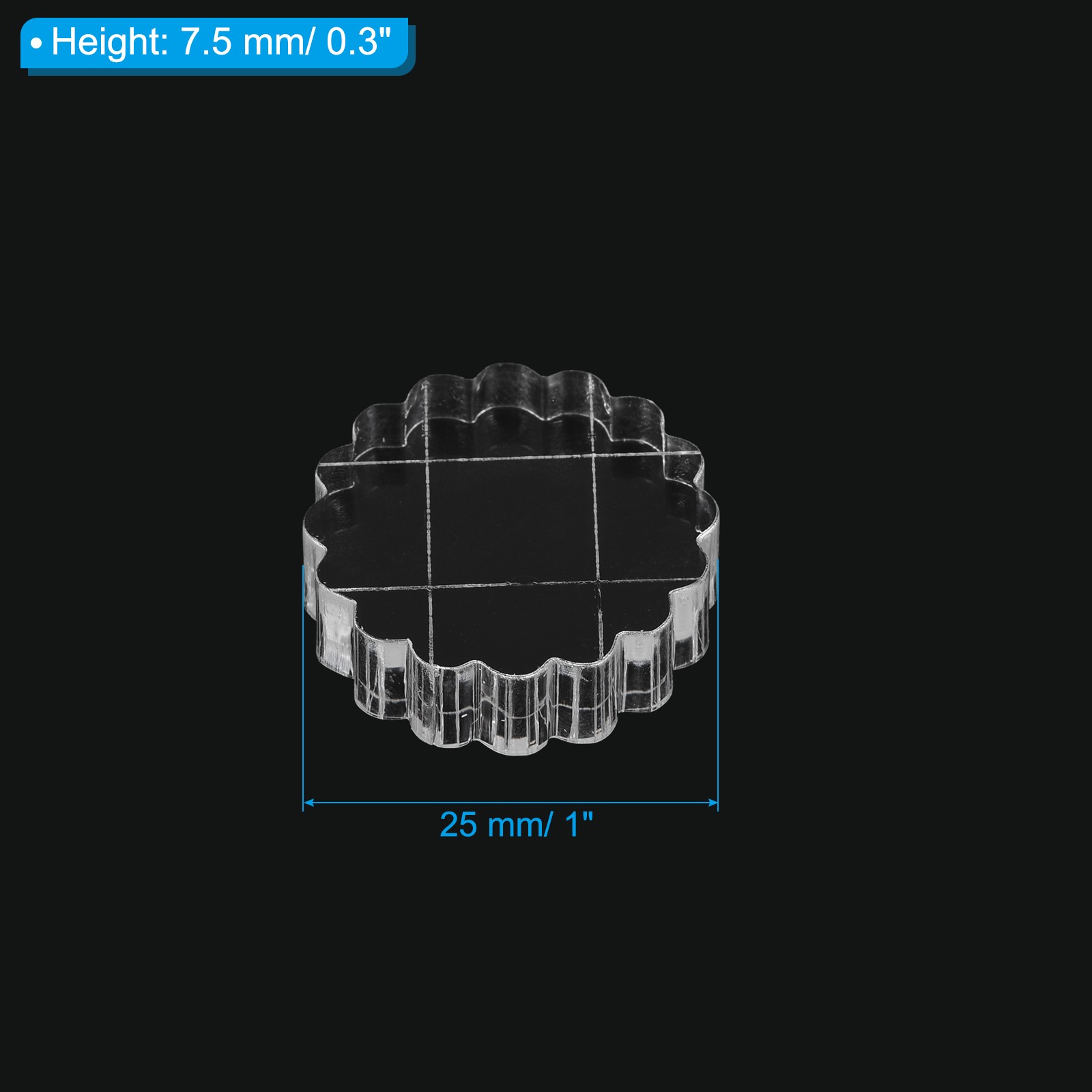Acrylic Stamp Block, 5 Pack Round Shape with Grid Lines, 1"