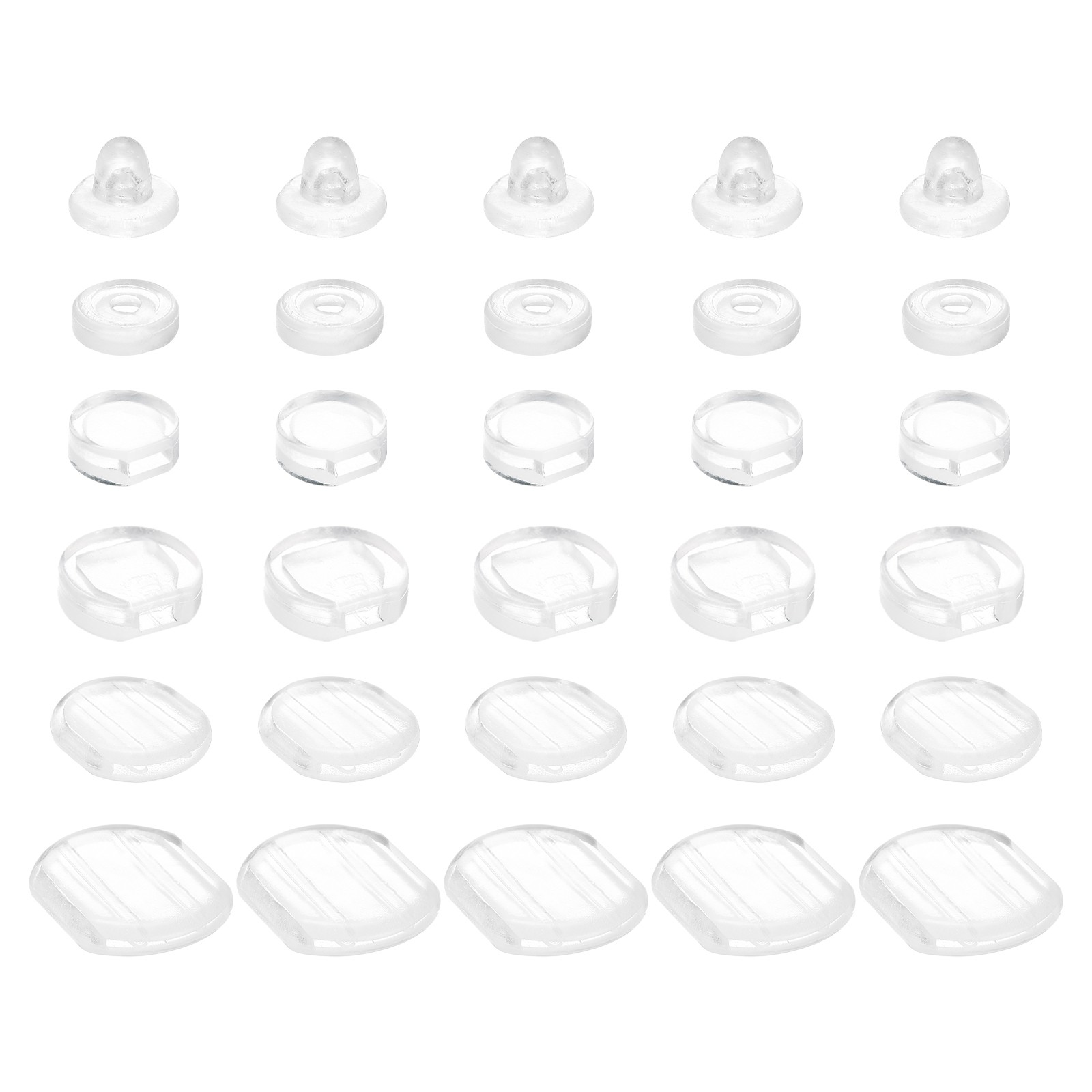 Earring Pads, 96pcs 6 Styles - Silicone Comfort Earring Backs Cushions (Clear)