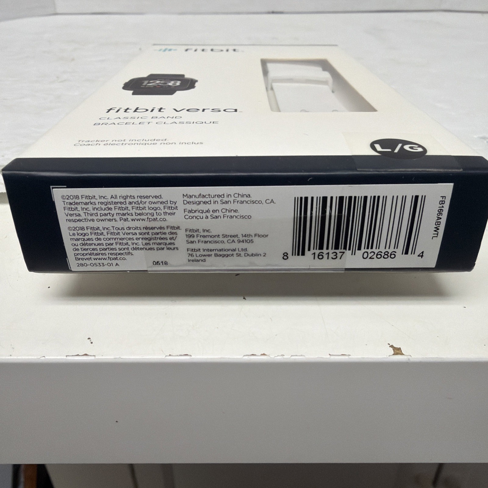 FITBIT VERSA WHITE CLASSIC REPLACEMENT BAND SIZE LARGE NEW IN BOX