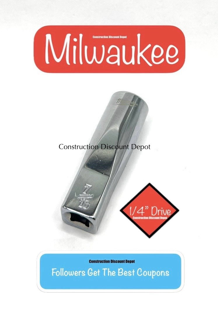 Milwaukee Tool 45-34-9019 1/4" In. Drive 7/16" SAE 6-Point Deep Socket