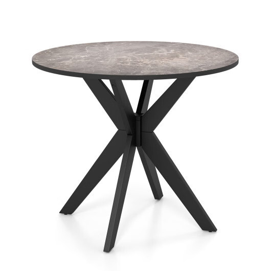 36-Inch Mid Century Modern Kitchen Table with Faux Marble Tabletop and Solid Rub