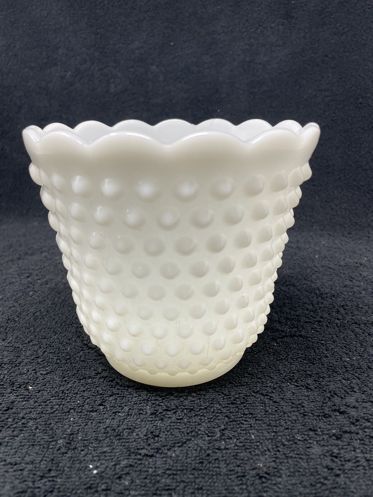 Anchor Hocking Fire King Scalloped Hobnail Milk Glass Vase