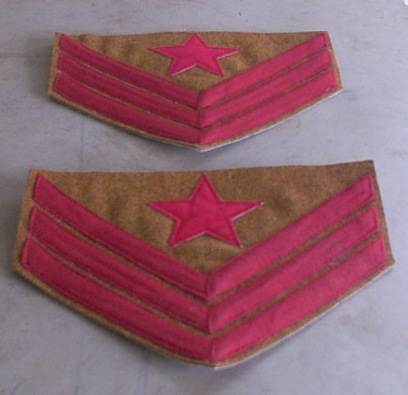 Ordnance Sgt Chevrons, Confederate Artillery, Red on Butternut, Civil War, New